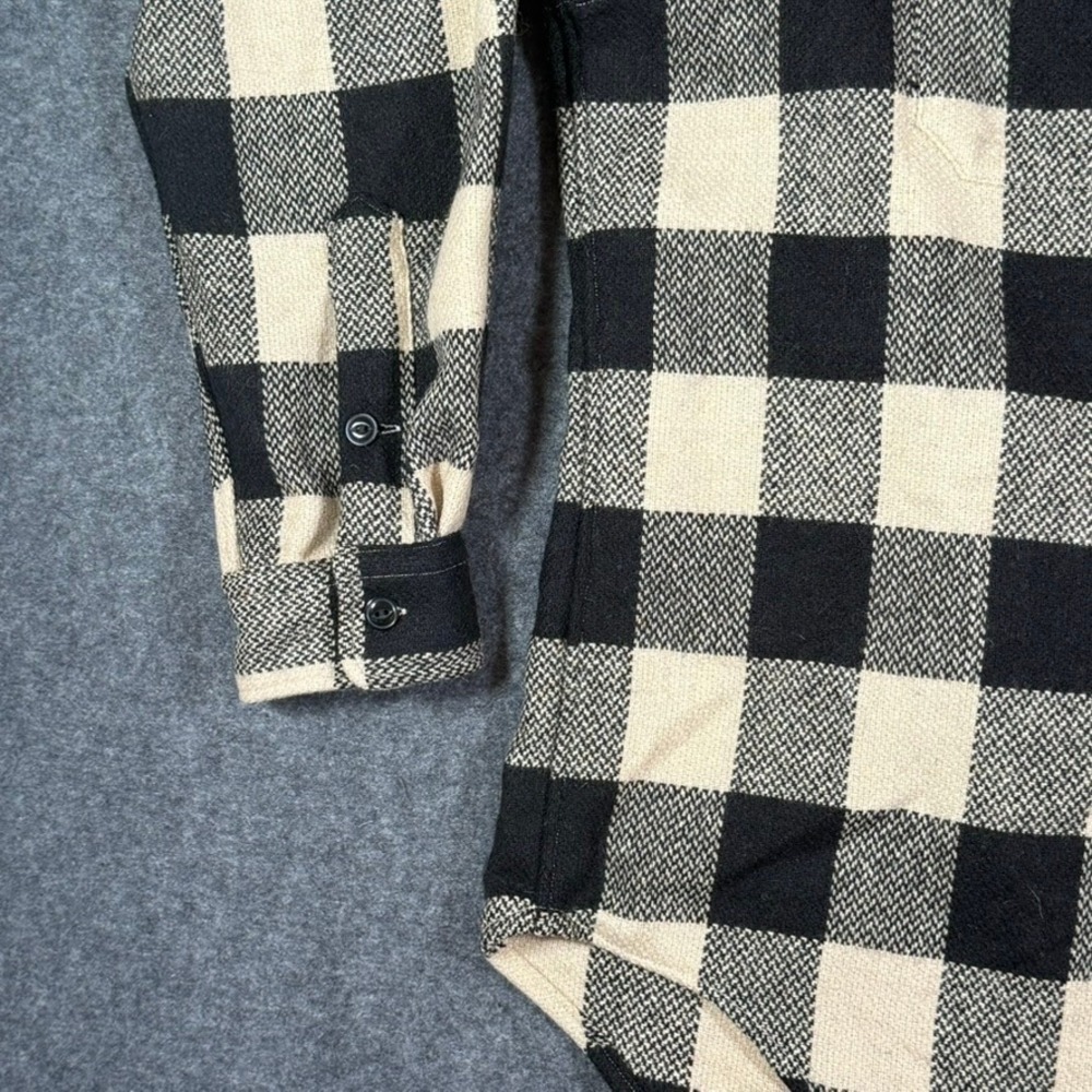 VTG RRL Ralph Lauren Mens XL Wool Buffalo Plaid Work Shirt Black Cream USA NWT - Picture 4 of 12